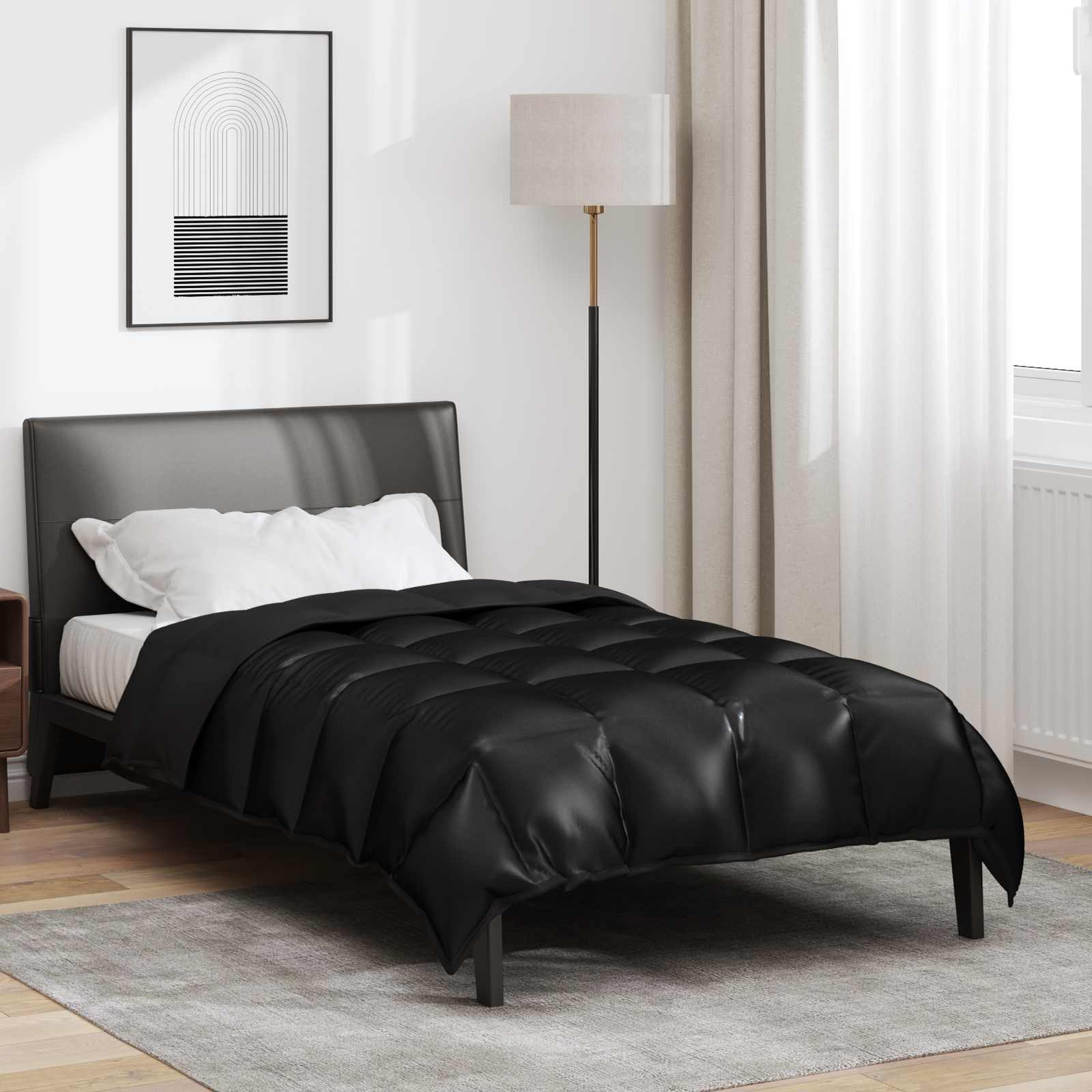 Duvet Invernale Nero 220 x 135 cm Satin e Micropile 42025853