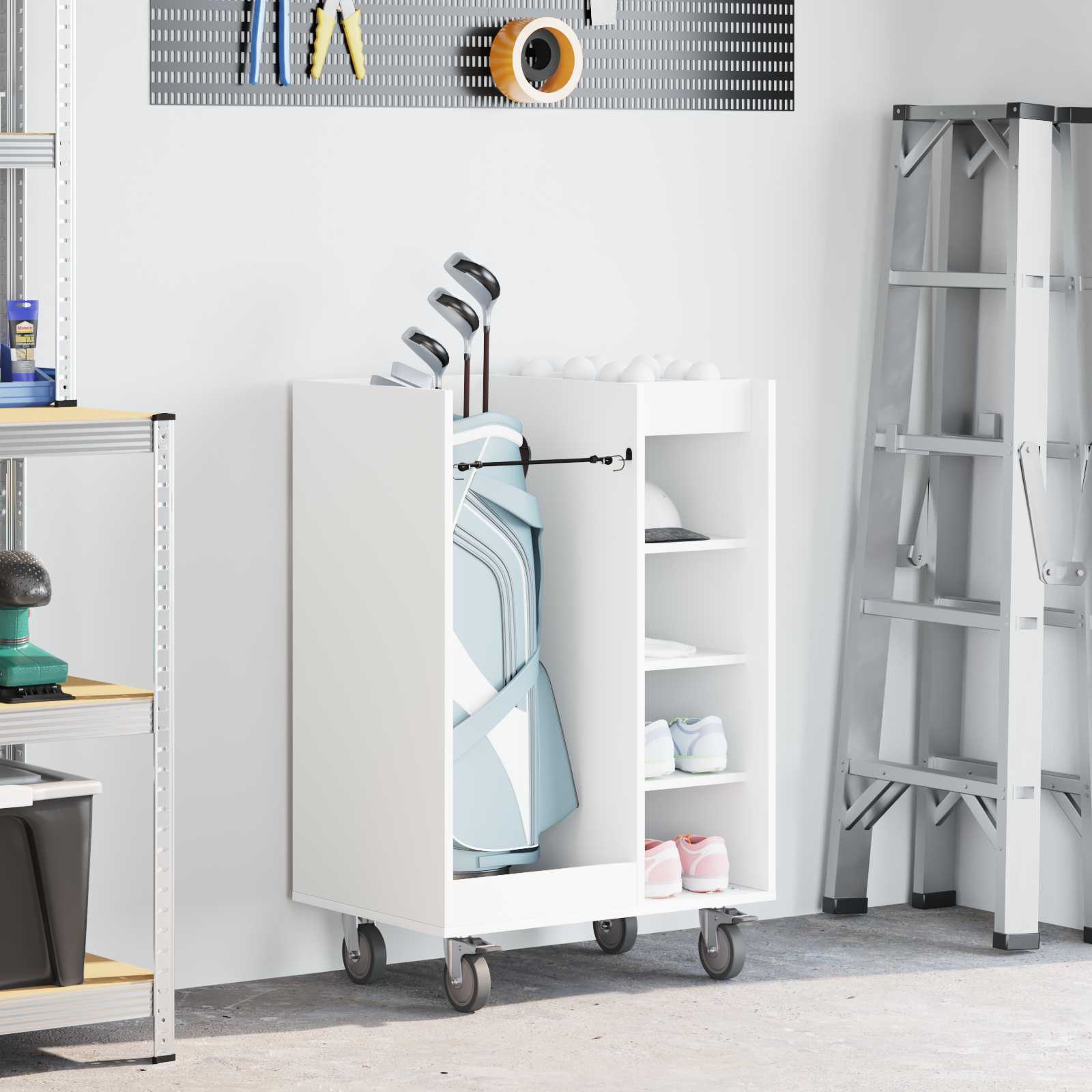 Armadio per Golf con ruota Tinta unita Bianco 65 x 45 x 98 cm 899447