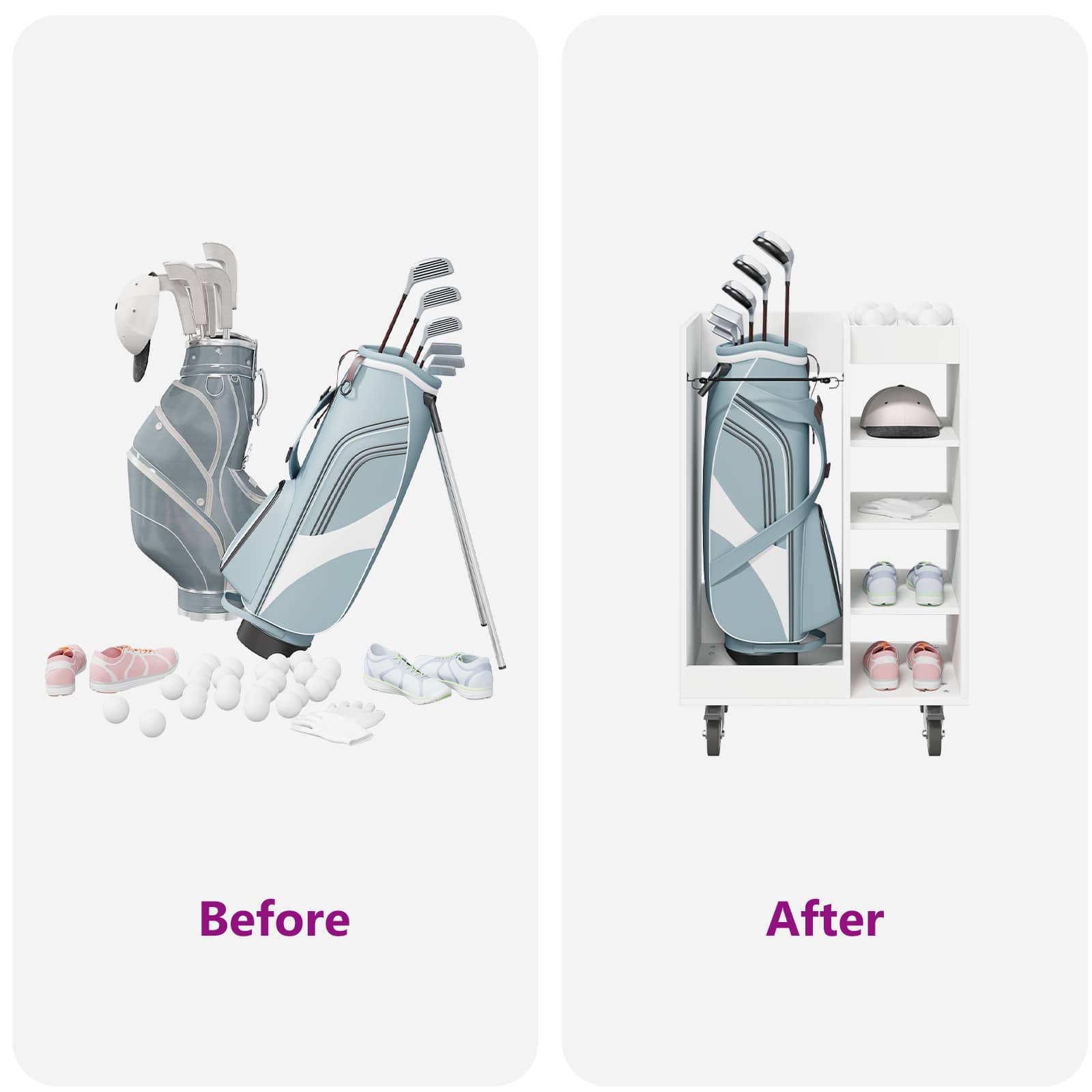 Armadio per Golf con ruota Tinta unita Bianco 65 x 45 x 98 cm 899447