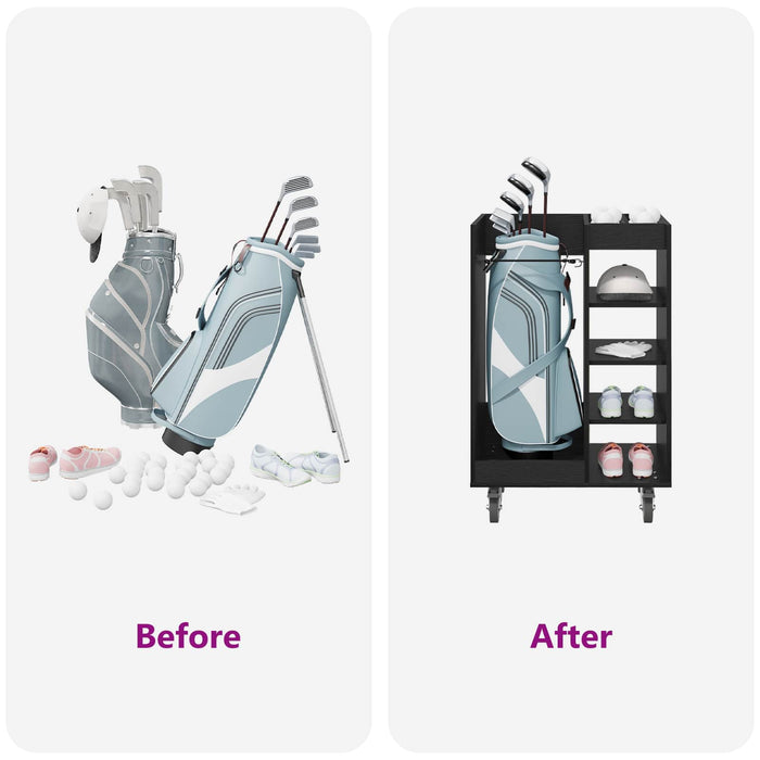 Armadio per Golf con ruota Rovere Nero 65 x 45 x 98 cm 899448