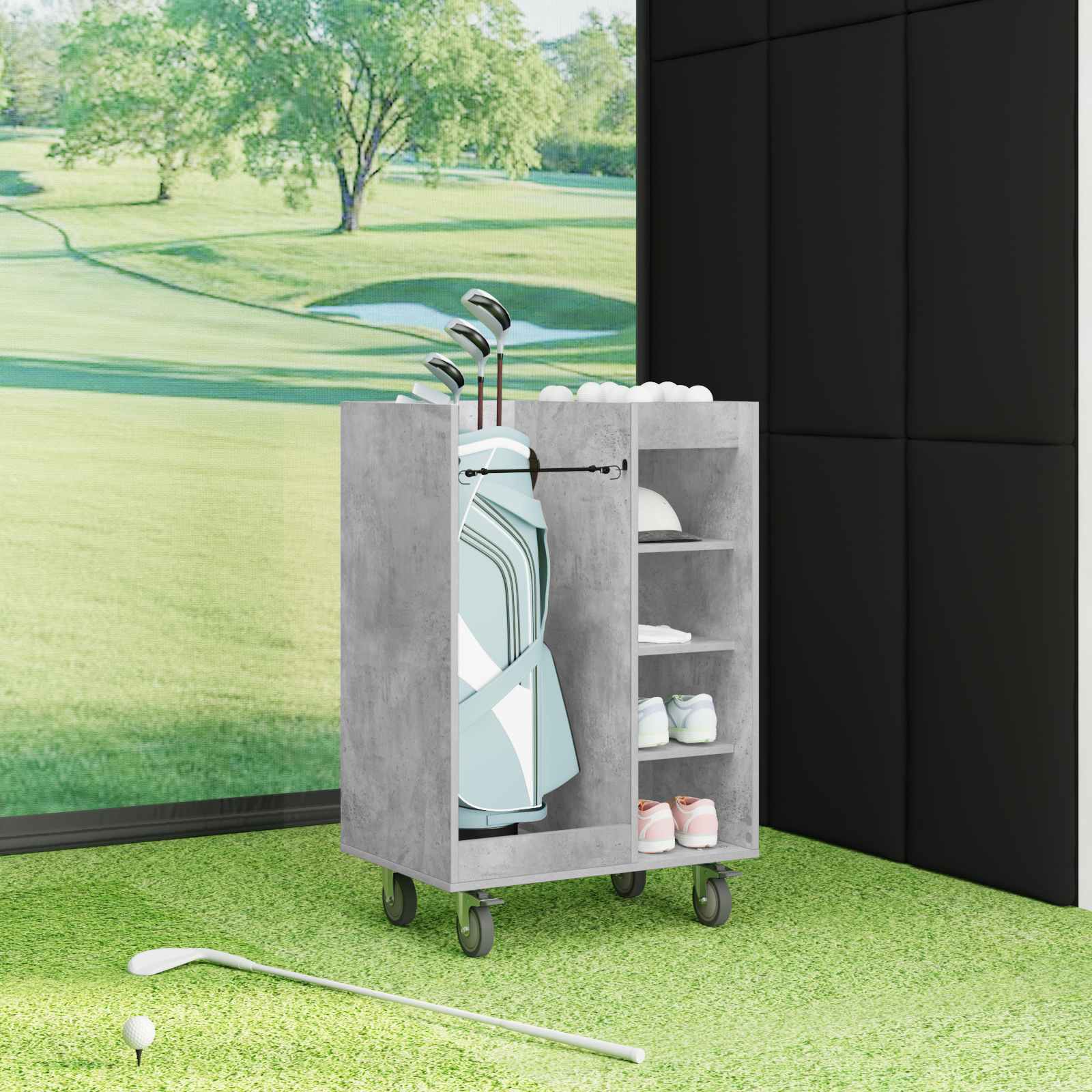 Armadio per Golf con ruota Grigio cemento 65 x 45 x 98 cm 899450