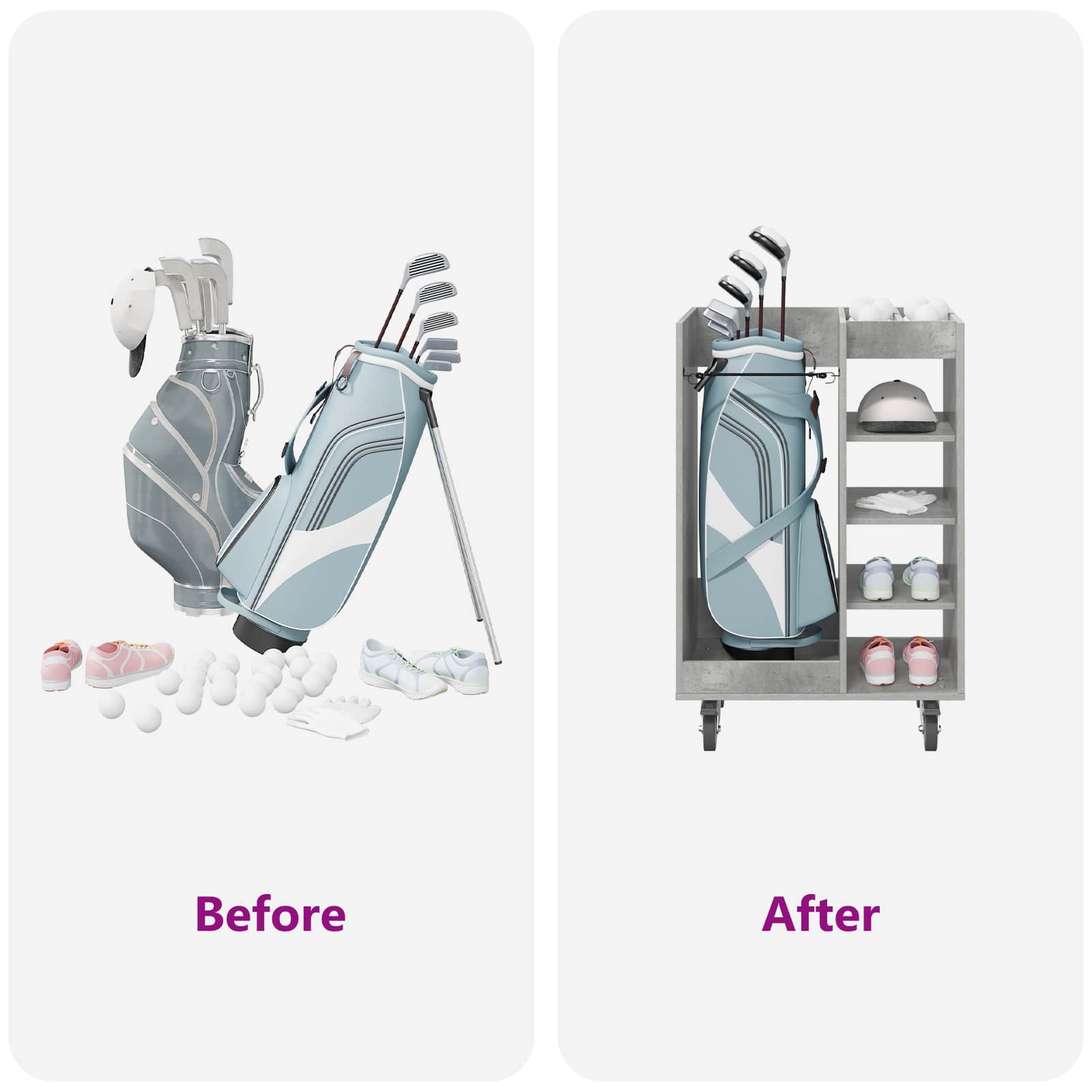 Armadio per Golf con ruota Grigio cemento 65 x 45 x 98 cm 899450