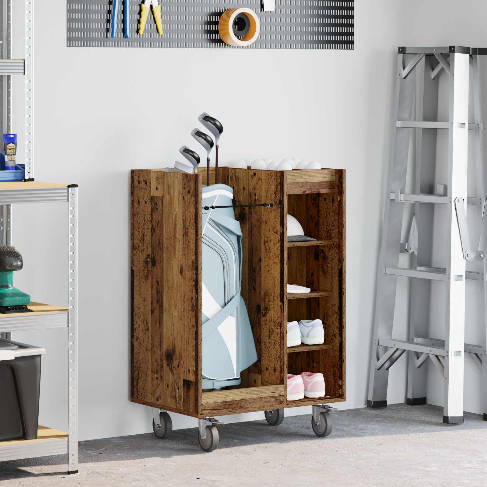 Armadio per Golf con ruota Legno vecchio 65 x 45 x 98 cm 899453