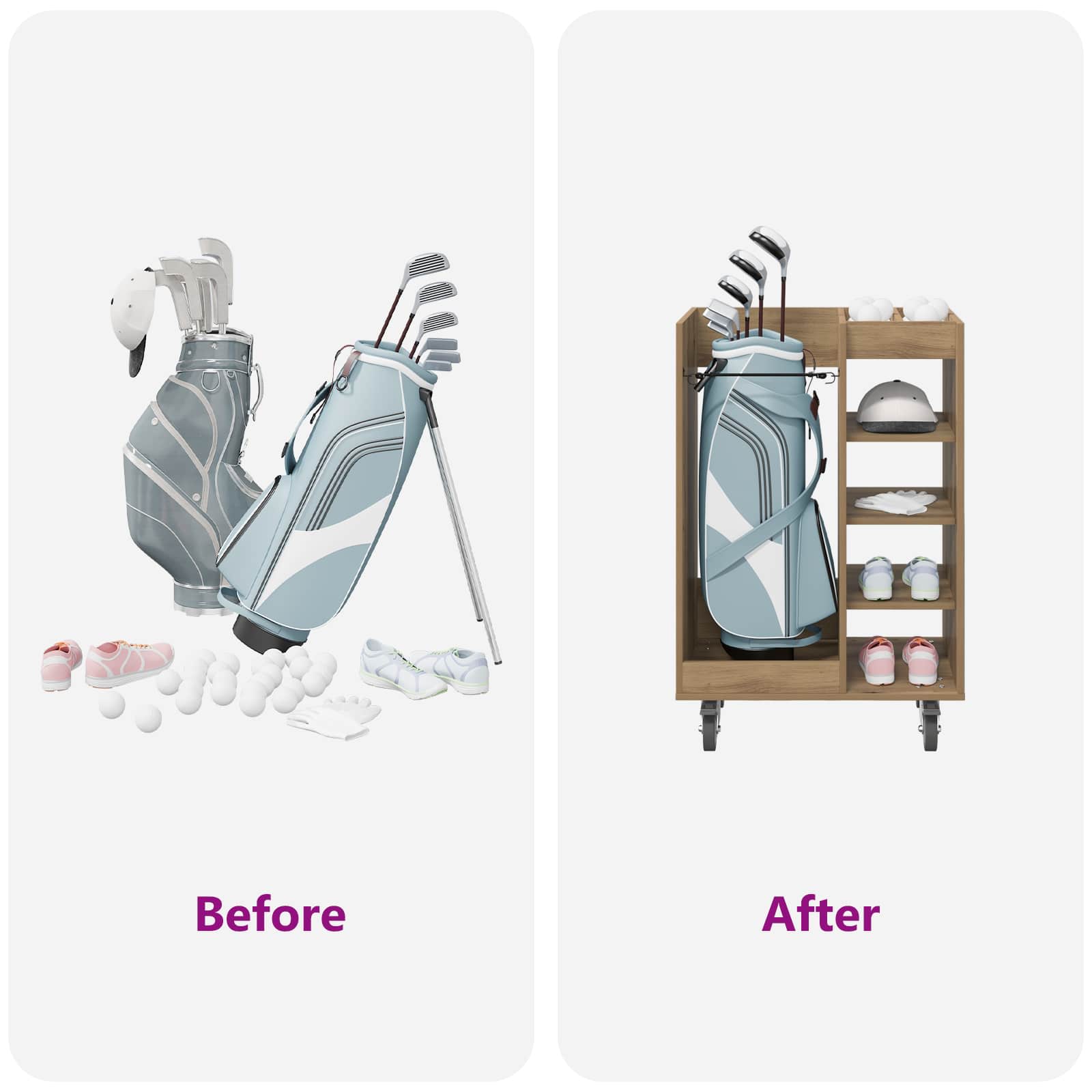 Armadio per Golf con ruota Rovere artigianale 65 x 45 x 98 cm 899454