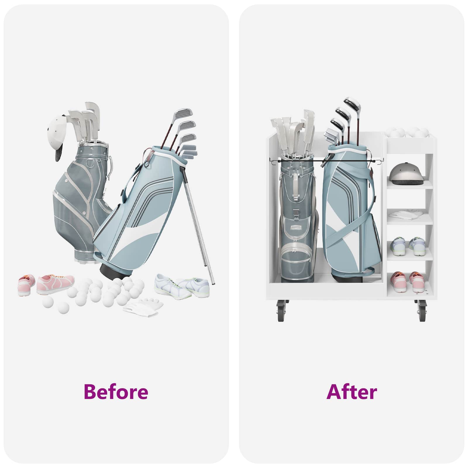 Armadio per Golf con ruota Tinta unita Bianco 90 x 45 x 98 cm 899463