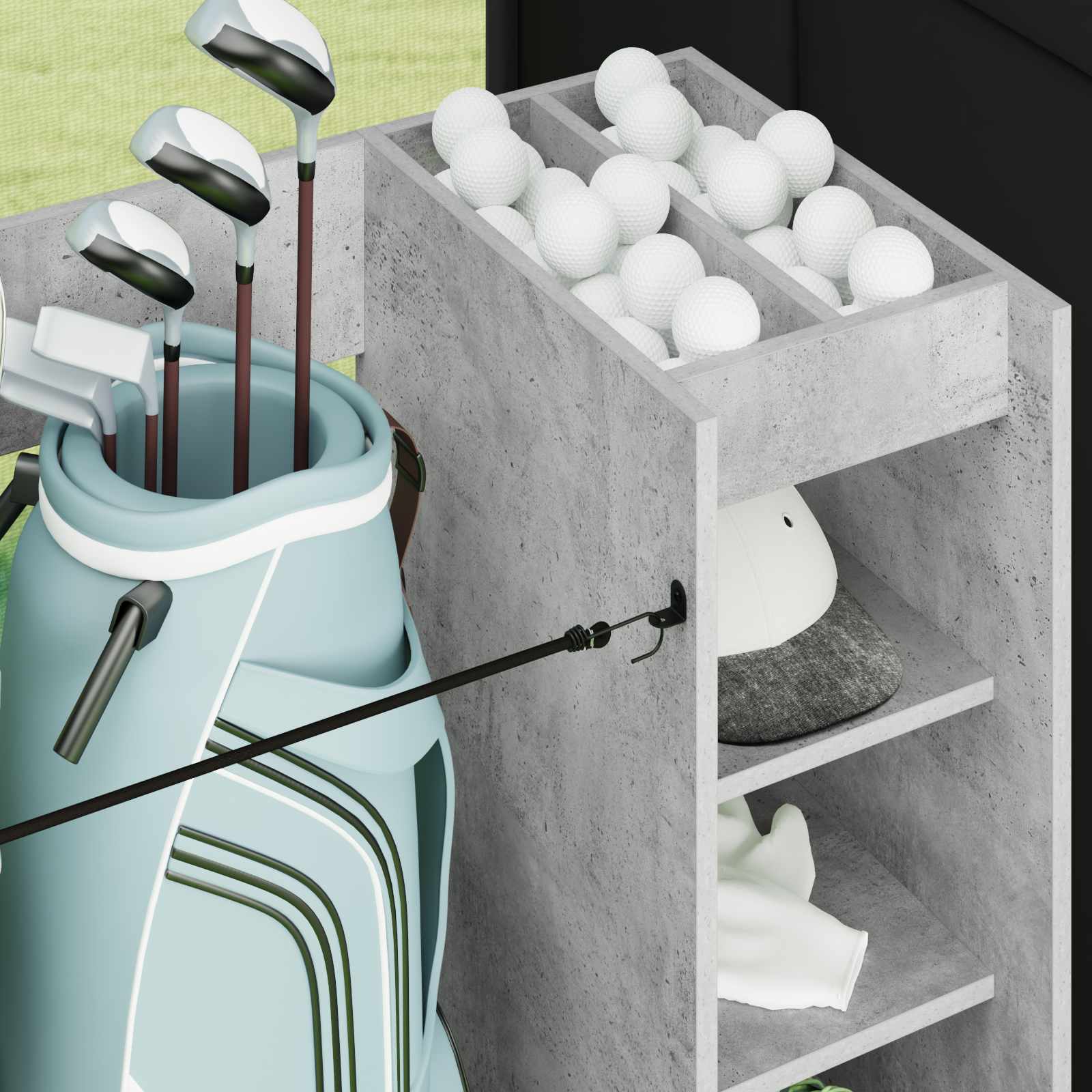 Armadio per Golf con ruota Grigio cemento 90 x 45 x 98 cm 899466