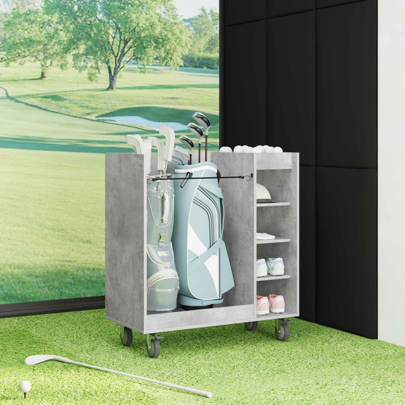 Armadio per Golf con ruota Grigio cemento 90 x 45 x 98 cm 899466
