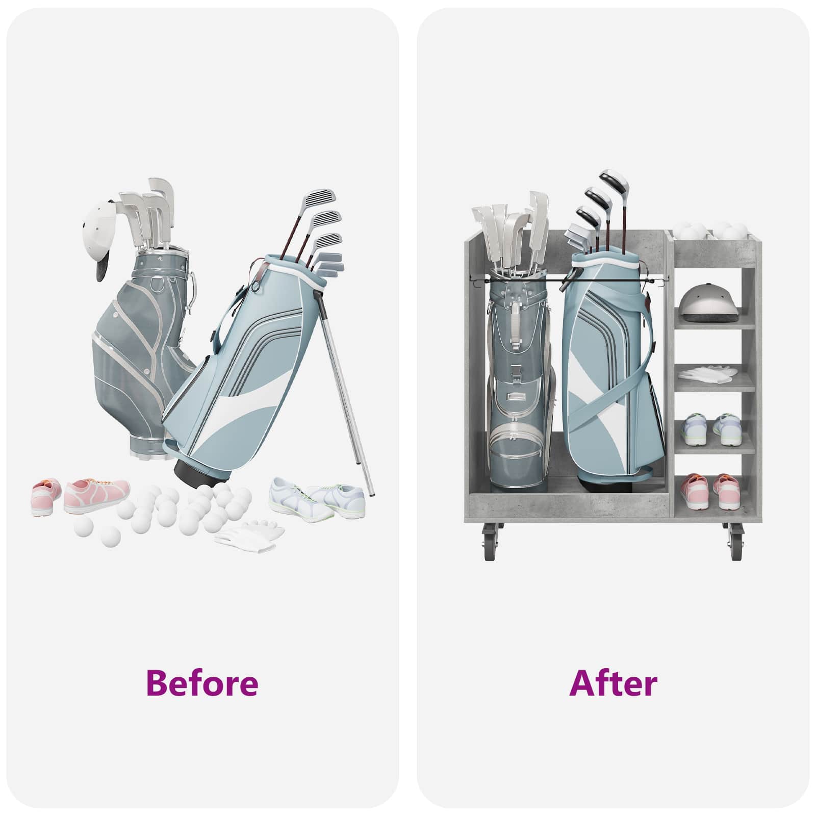 Armadio per Golf con ruota Grigio cemento 90 x 45 x 98 cm 899466