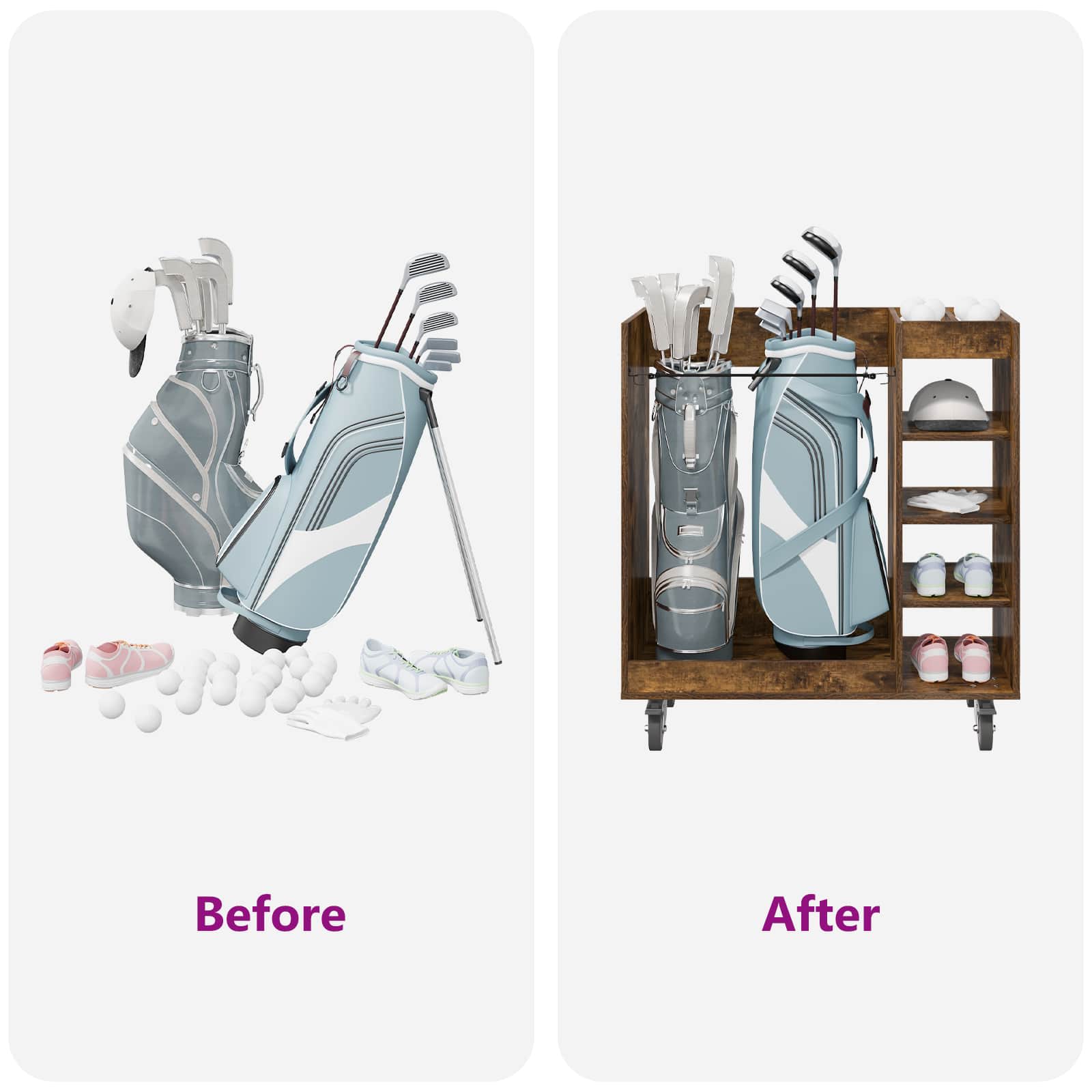 Armadio per Golf con ruota Rovere fumé 65 x 45 x 98 cm 899467