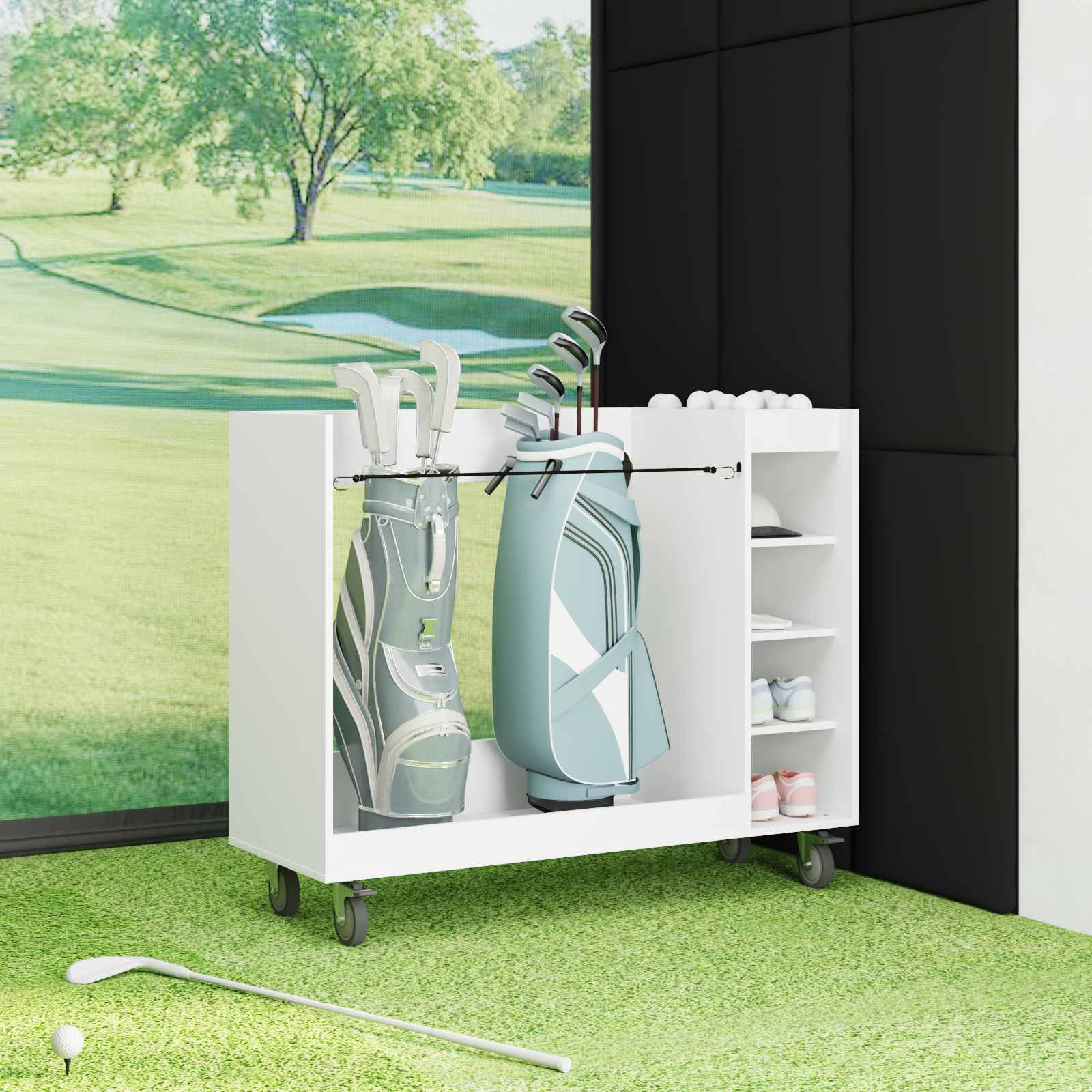 Armadio per Golf con ruota Tinta unita Bianco 120 x 45 x 98 cm 899471