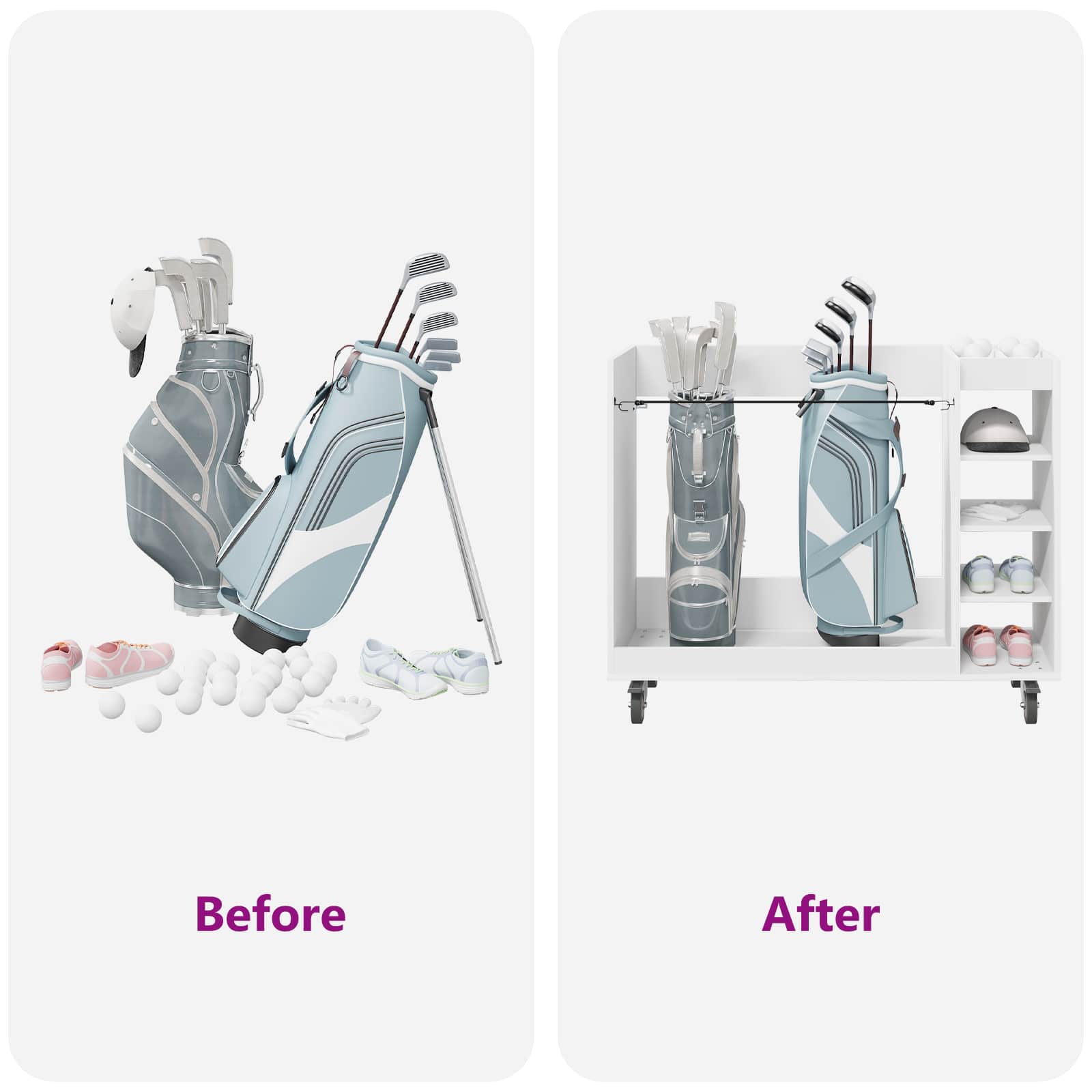 Armadio per Golf con ruota Tinta unita Bianco 120 x 45 x 98 cm 899471