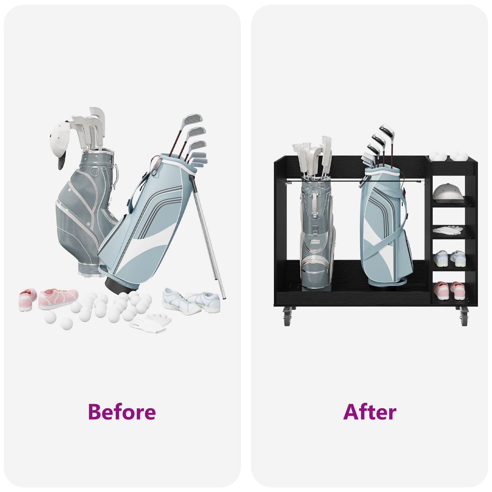 Armadio per Golf con ruota Rovere Nero 120 x 45 x 98 cm 899472