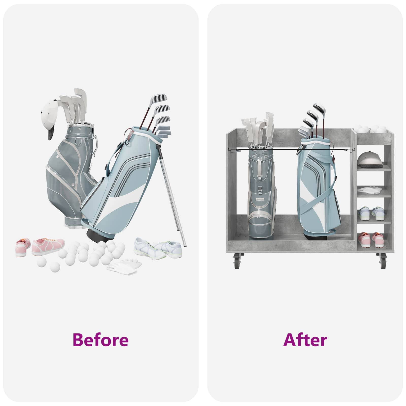 Armadio per Golf con ruota Grigio cemento 65 x 45 x 98 cm 899474