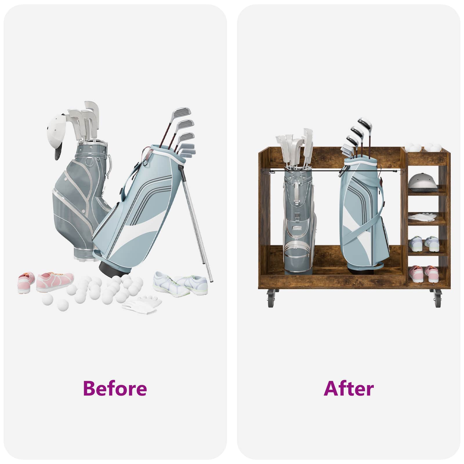 Armadio per Golf con ruota Rovere fumé 65 x 45 x 98 cm 899475