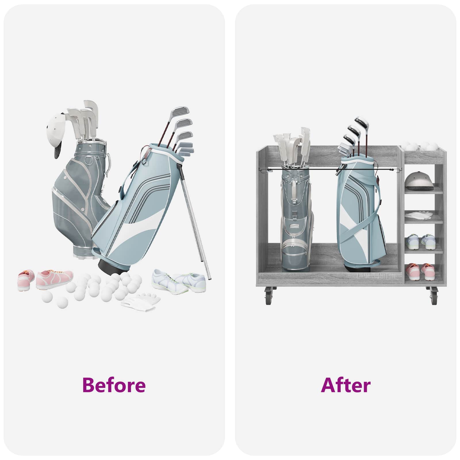 Armadio per Golf con ruota Grigio Sonoma 65 x 45 x 98 cm 899476