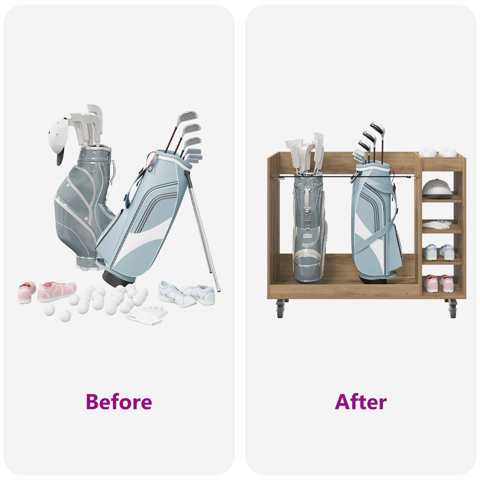 Armadio per Golf con ruota Rovere artigianale 120 x 45 x 98 cm 899478