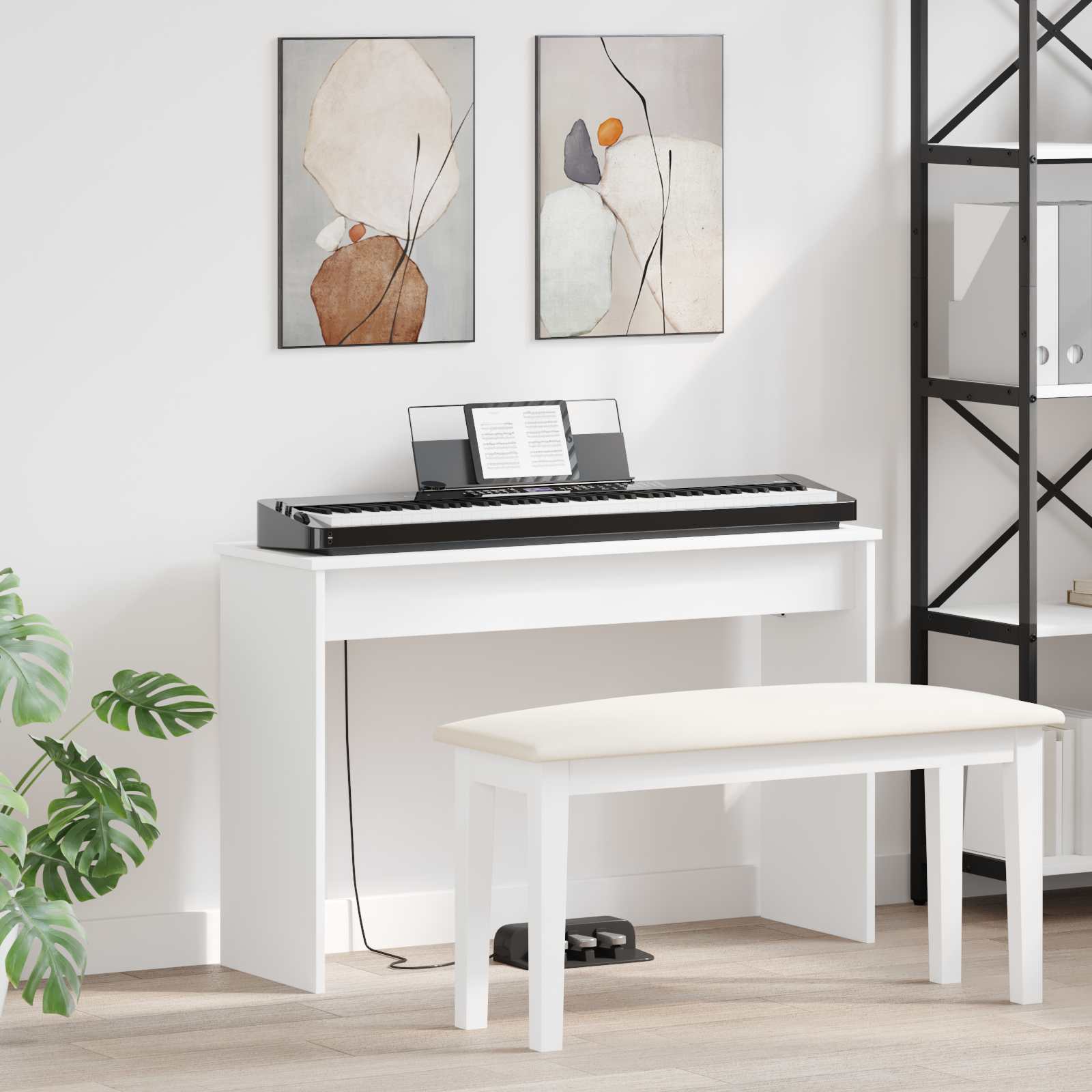 Supporto per Tastiera Bianco 100 x 32 x 64 cm Legno multistrato 899495