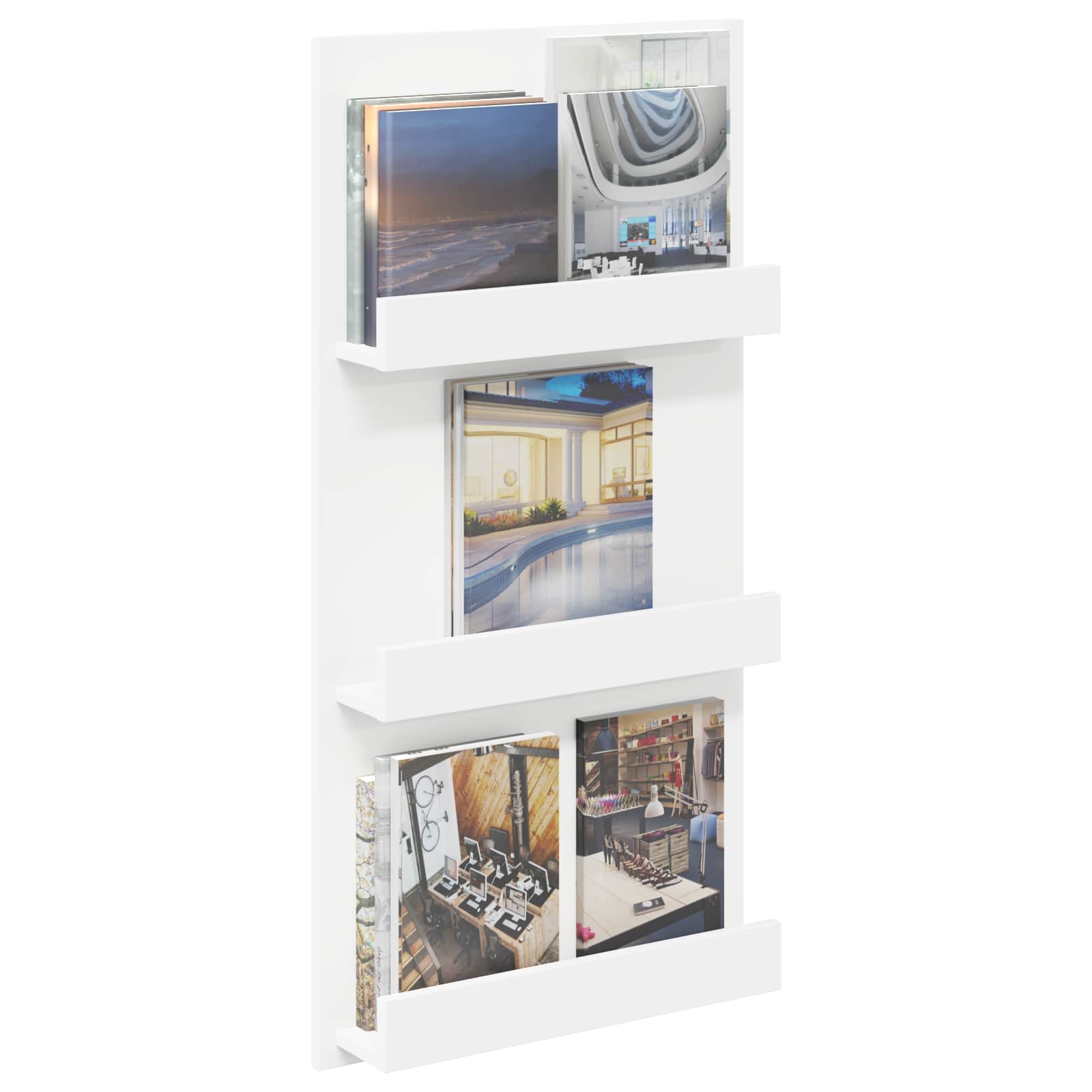 Scaffale per riviste Bianco 51 x 11 x 102 cm Legno multistrato 899503