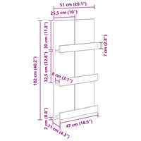 Scaffale per riviste Bianco 51 x 11 x 102 cm Legno multistrato 899503