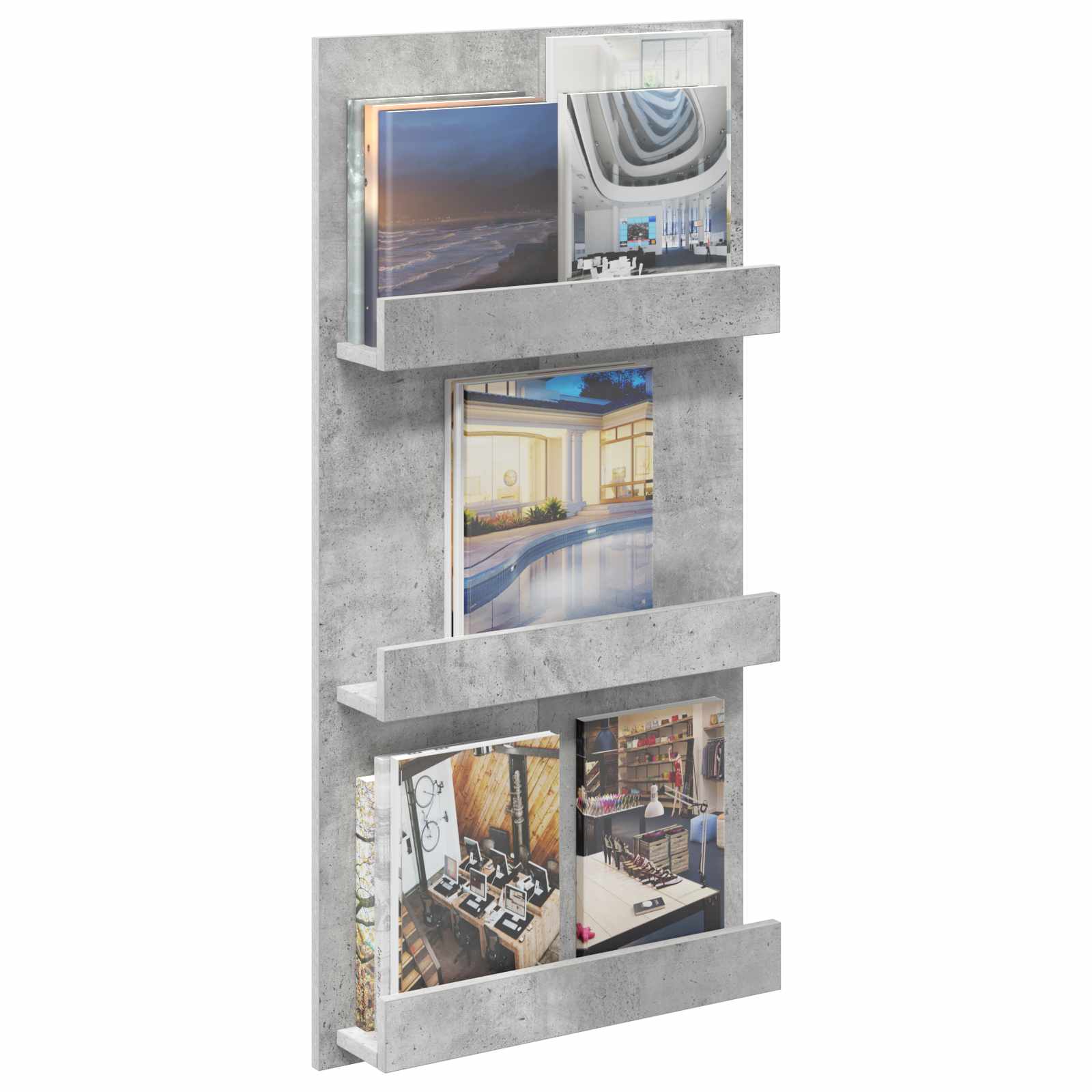 Scaffale per riviste Grigio cemento 51 x 11 x 102 cm 899506