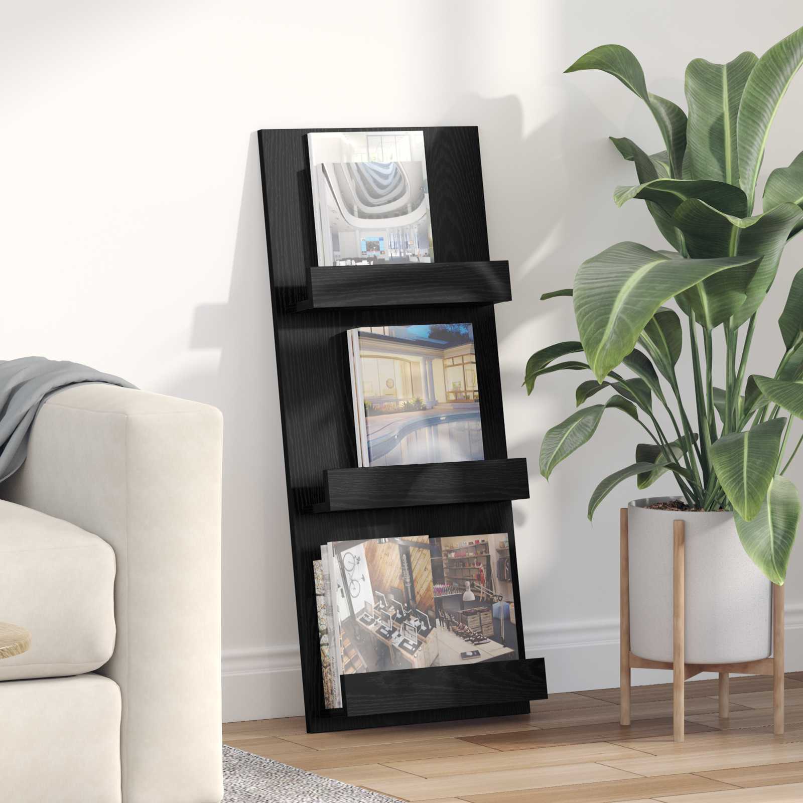 Scaffale per riviste Rovere Nero 51 x 11 x 102 cm 899512