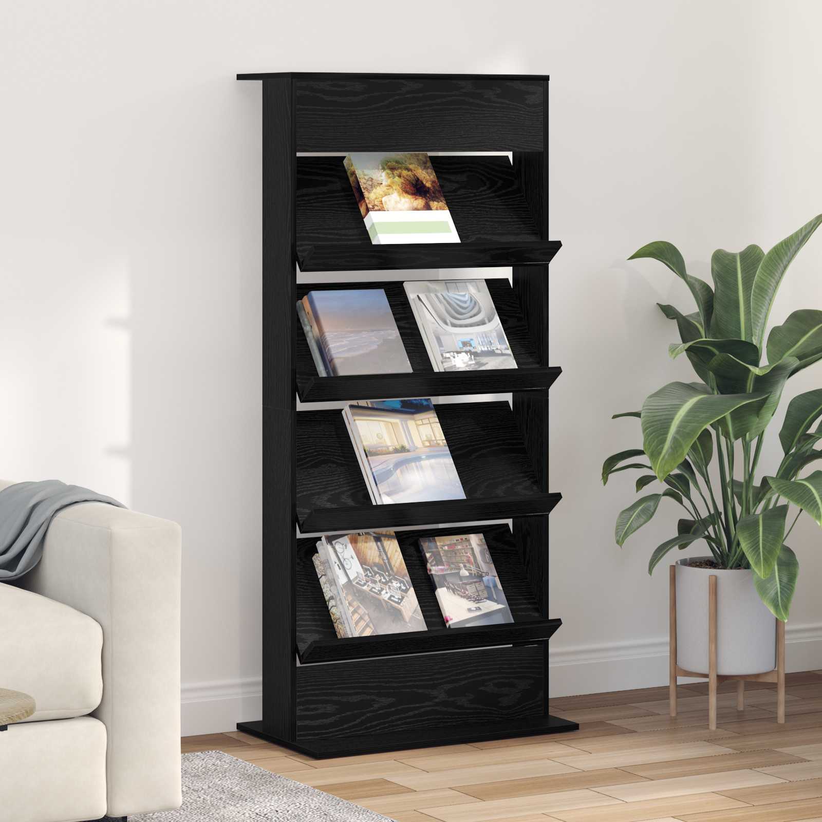 Scaffale per riviste Rovere Nero 70 x 41 x 156 cm 899520