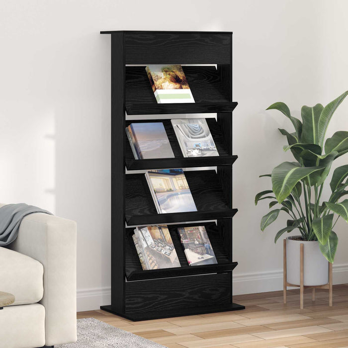 Scaffale per riviste Rovere Nero 70 x 41 x 156 cm 899520