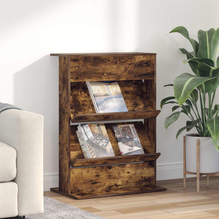 Scaffale per riviste Rovere fumé 70 x 41 x 96 cm 899539
