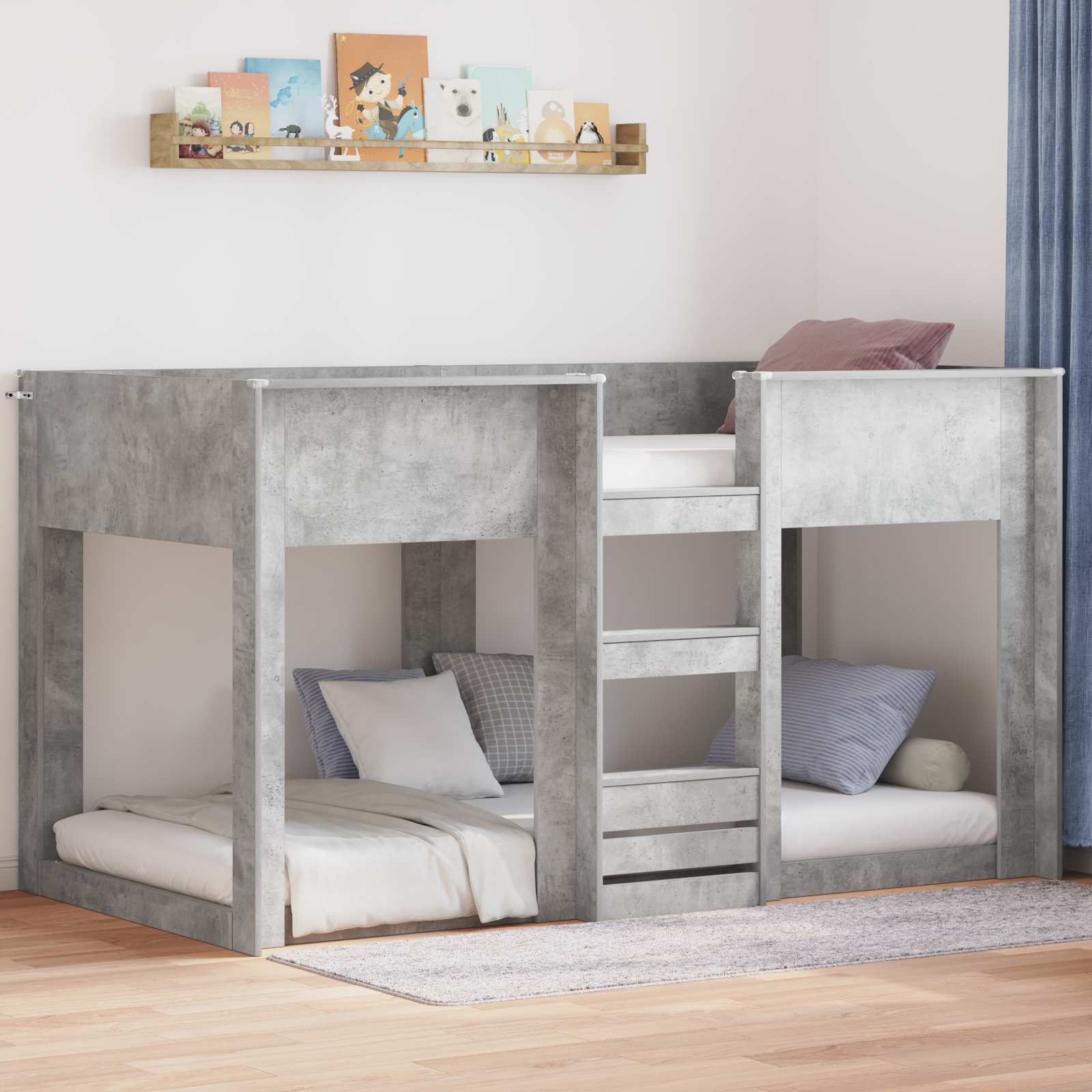 Letto a Castello per Bambini Grigio cemento 75 x 190 cm 3410390