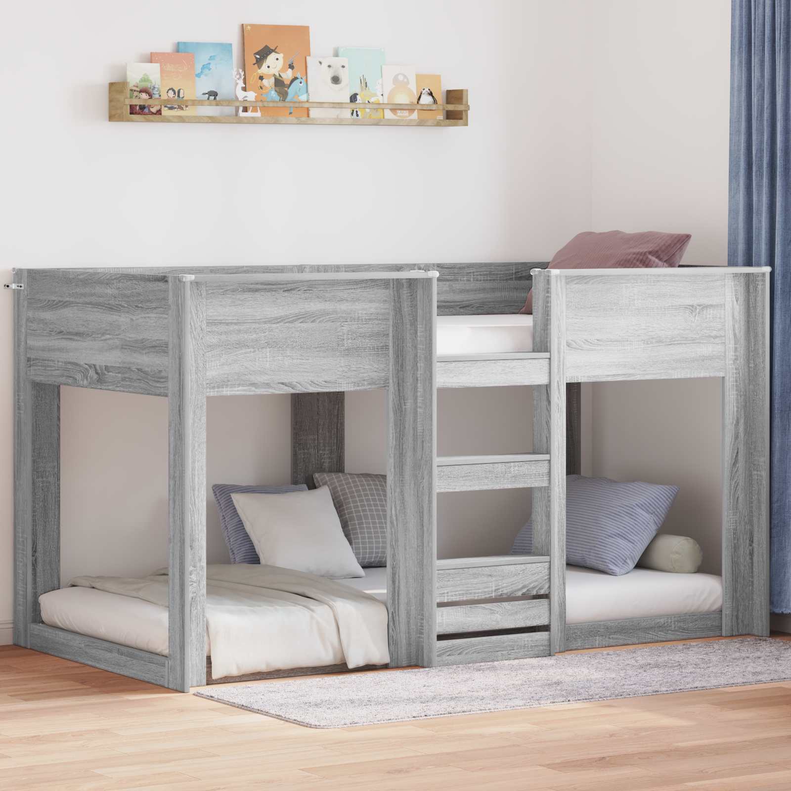 Letto a Castello per Bambini Grigio Sonoma 75 x 190 cm 3410392
