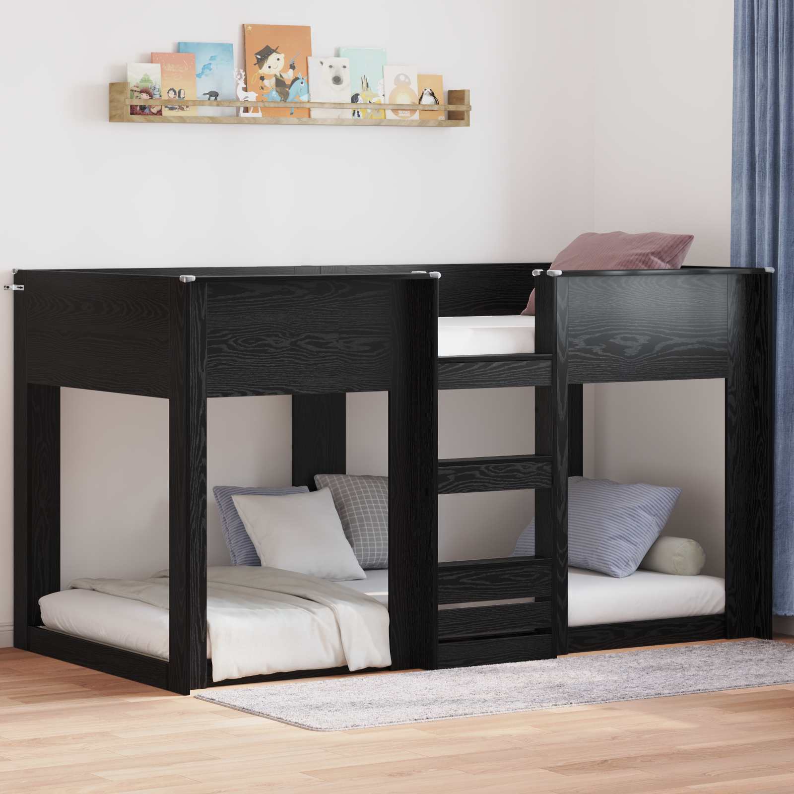 Letto a Castello per Bambini Rovere Nero 90 x 190 cm 3410396