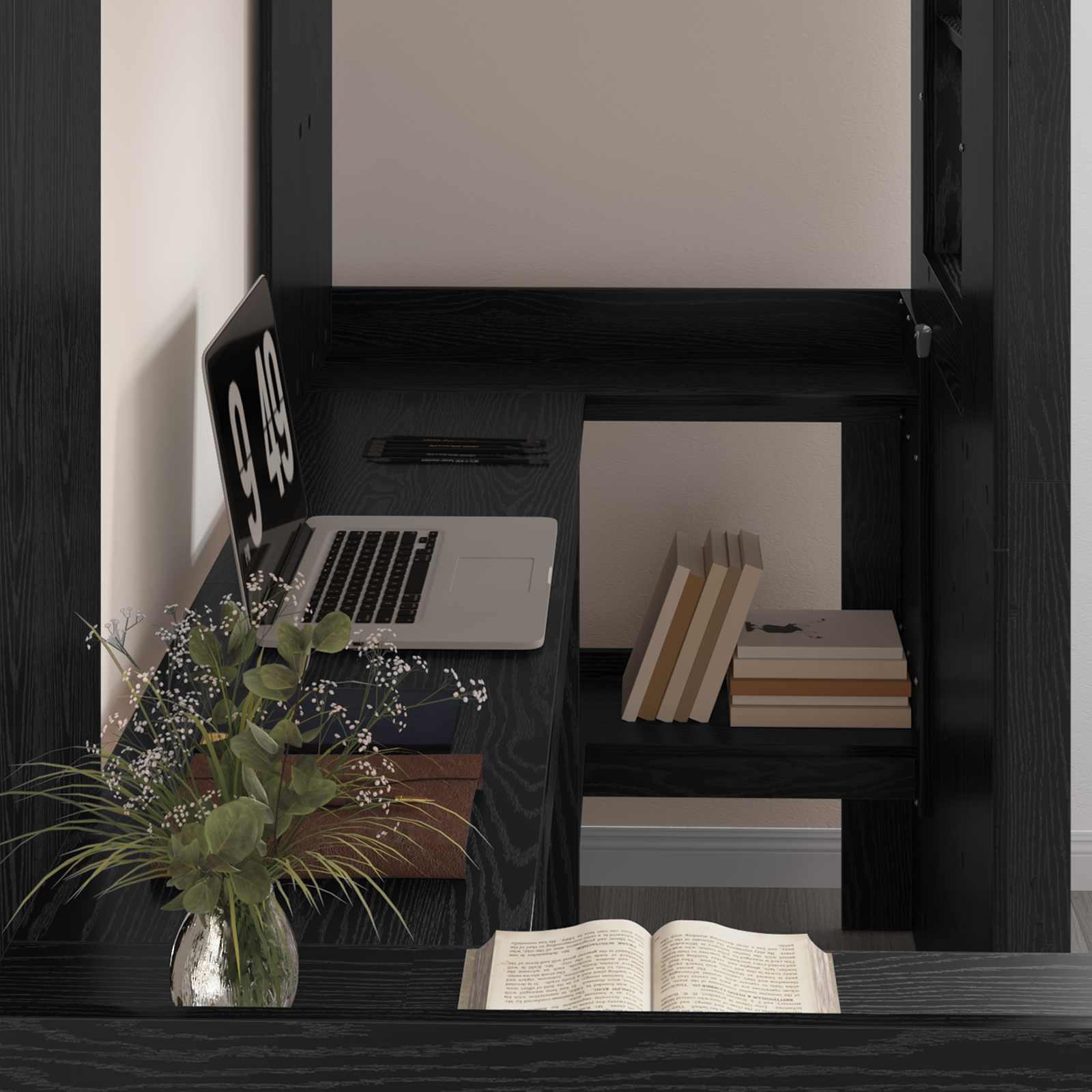 Struttura letto a castello con scrivania Rovere Nero 3410428