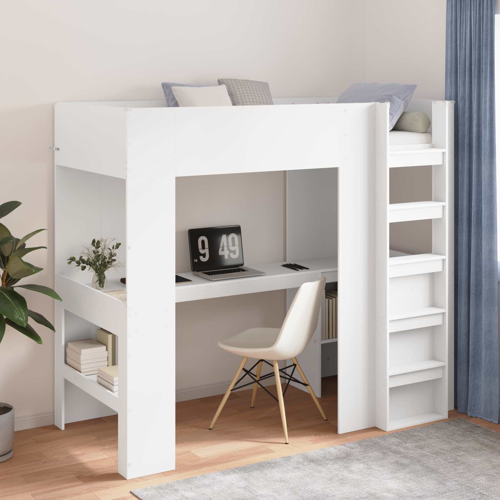 Struttura letto a castello con scrivania Bianco 100 x 200 cm 3410435