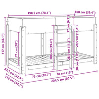 Letto a Castello per Bambini Rovere Nero 100 x 200 cm 3410508