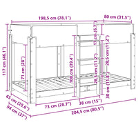 Letto a Castello per Bambini Grigio Sonoma 90 x 200 cm 3410528