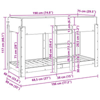 Letto a Castello per Bambini con materasso Bianco 80 x 190 cm 3410539