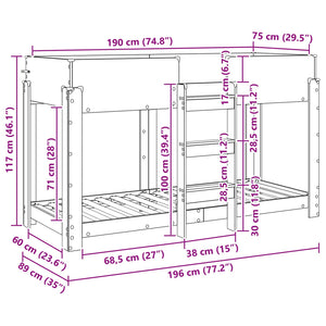 Letto a Castello per Bambini con materasso Bianco 80 x 190 cm 3410539