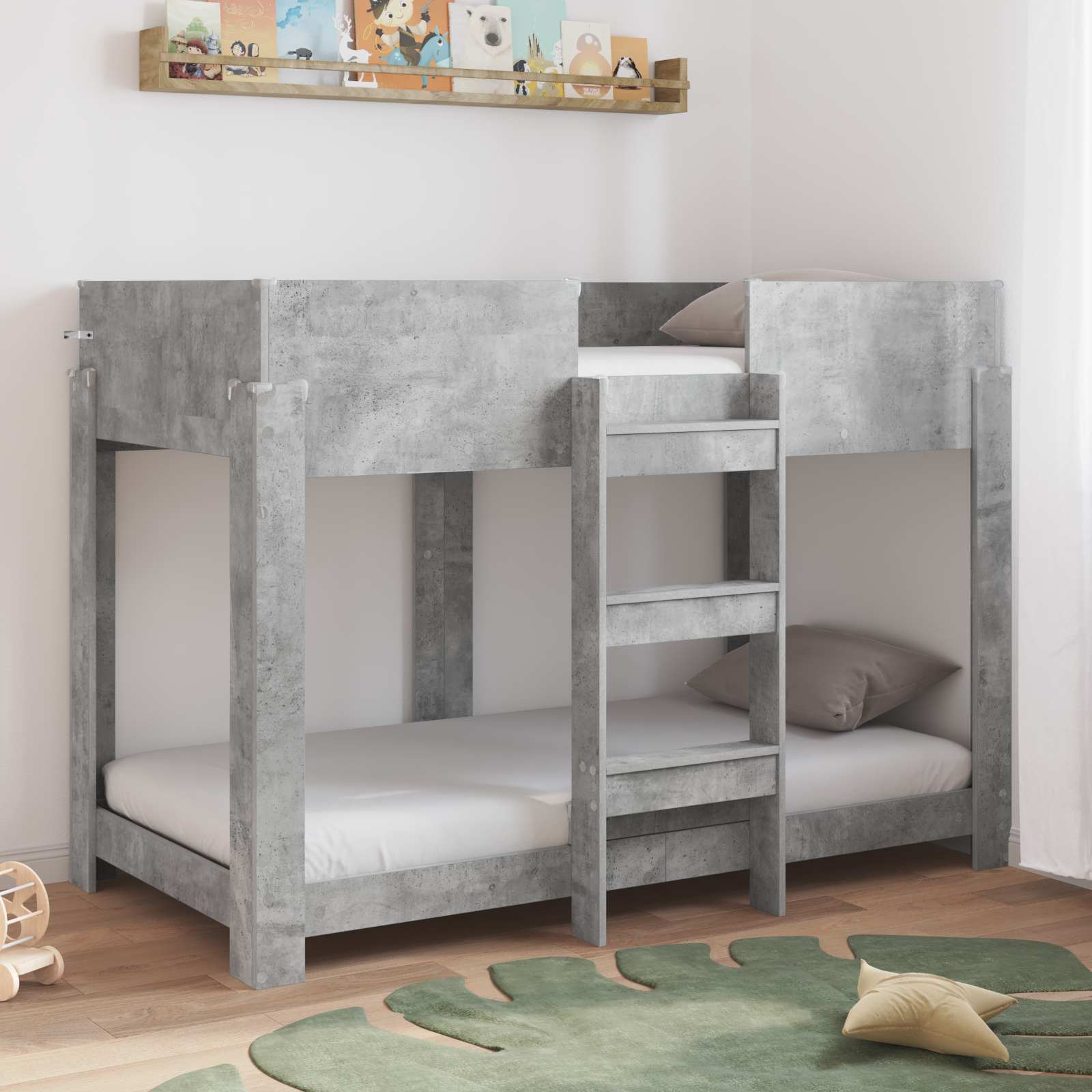 Letto a Castello per Bambini Grigio cemento 90 x 160 cm 3410550
