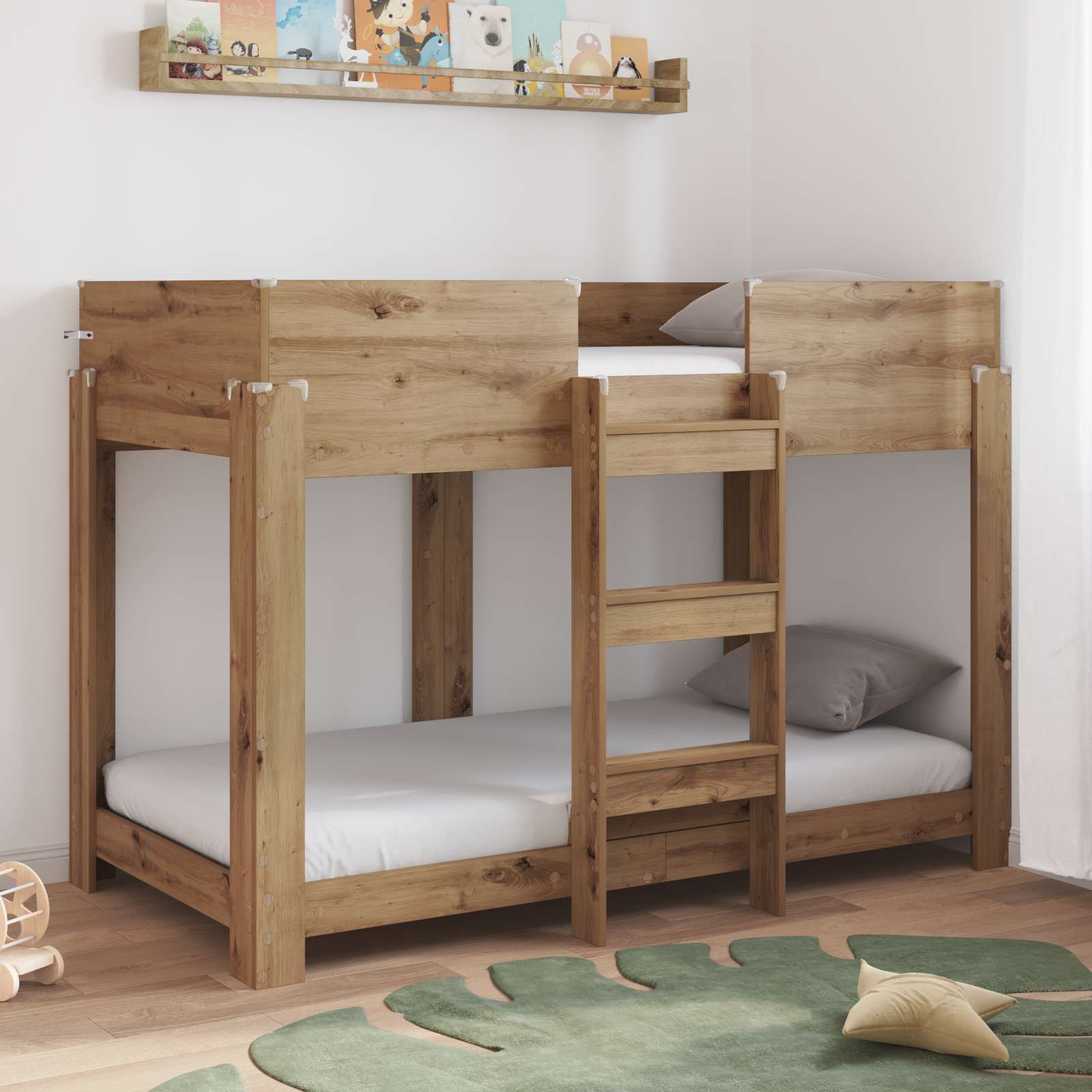 Letto a Castello per Bambini Rovere artigianale 90 x 160 cm 3410554
