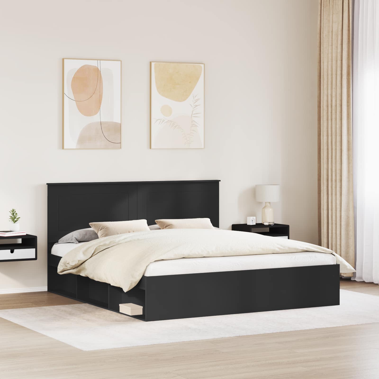 Struttura del letto Nero 200 x 200 cm Pino massello 3409310
