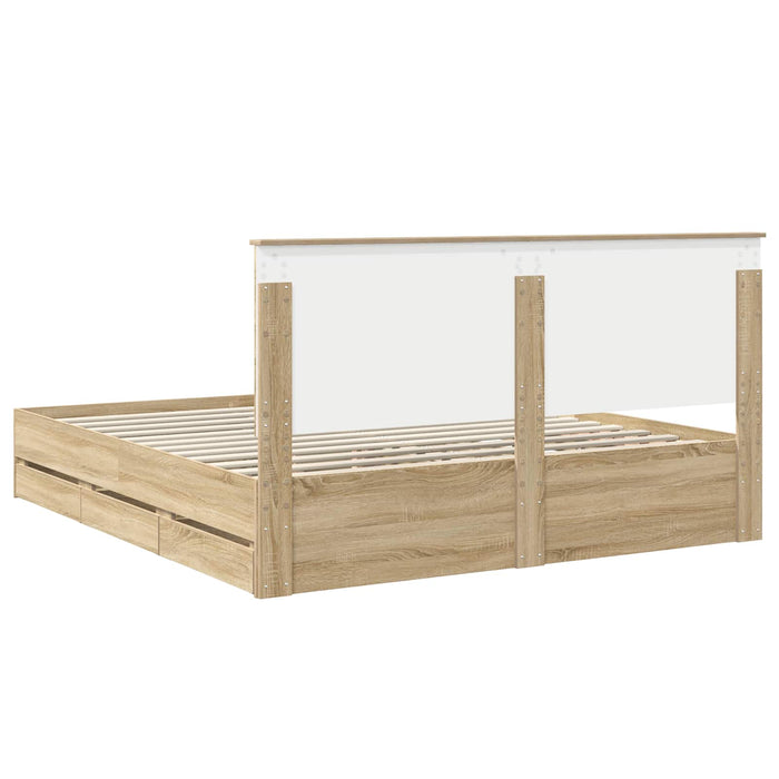 Struttura del letto con cassetto Rovere Sonoma 200 x 200 cm 3409428