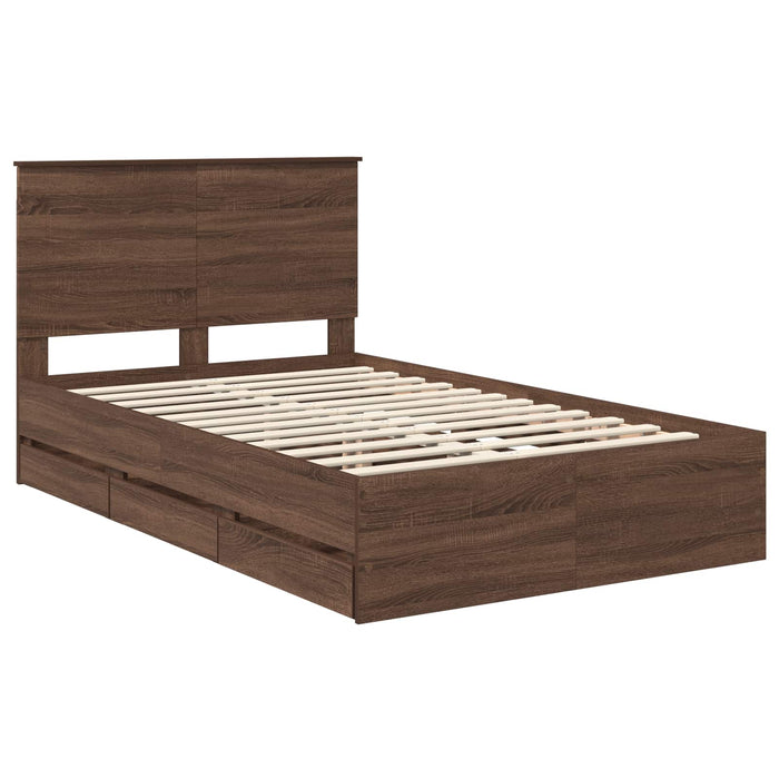 Struttura del letto con cassetto Rovere Marrone 135 x 190 cm 3409474