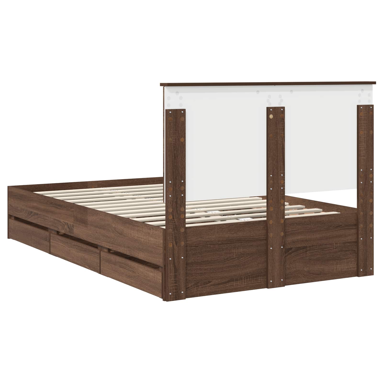 Struttura del letto con cassetto Rovere Marrone 135 x 190 cm 3409474