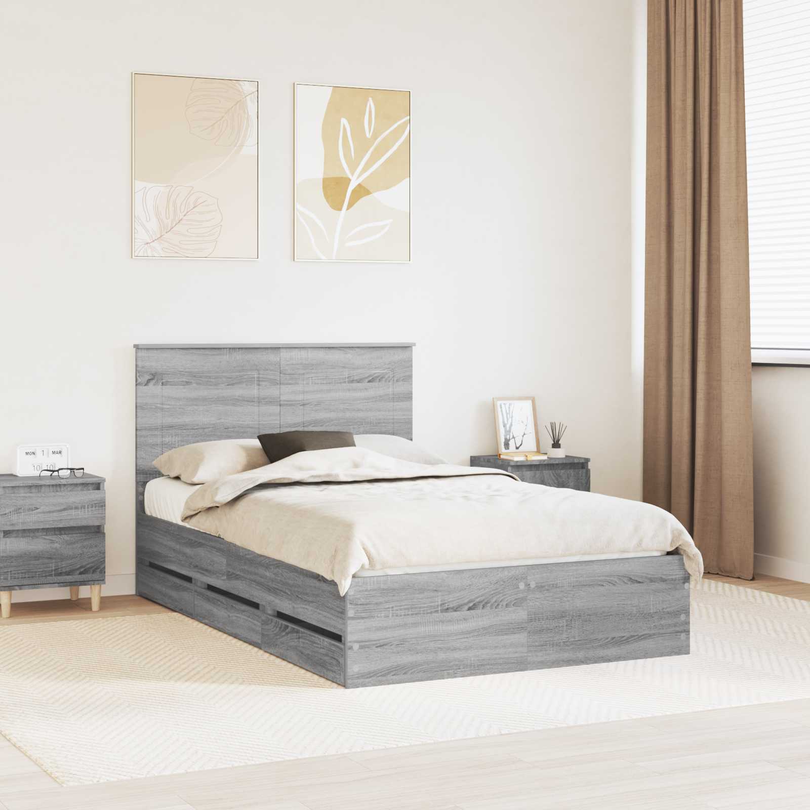 Struttura del letto con cassetto Grigio Sonoma 120 x 190 cm 3409480