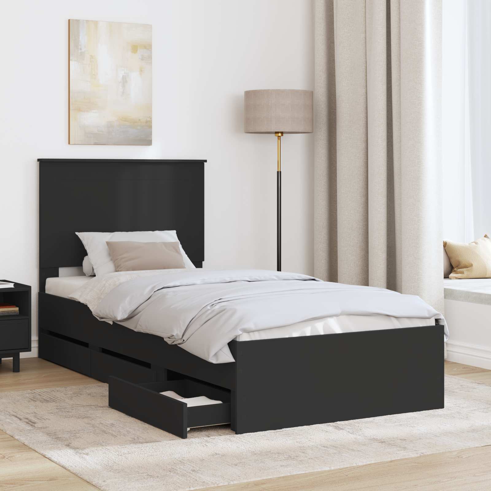 Struttura del letto Nero 100 x 200 cm Legno Ingegnerizzato