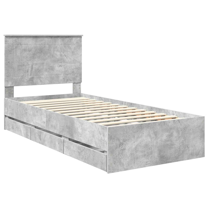 Struttura del letto con cassetto Grigio cemento 90 x 190 cm 3409499