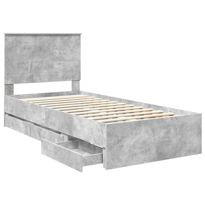 Struttura del letto con cassetto Grigio cemento 90 x 200 cm 3409506