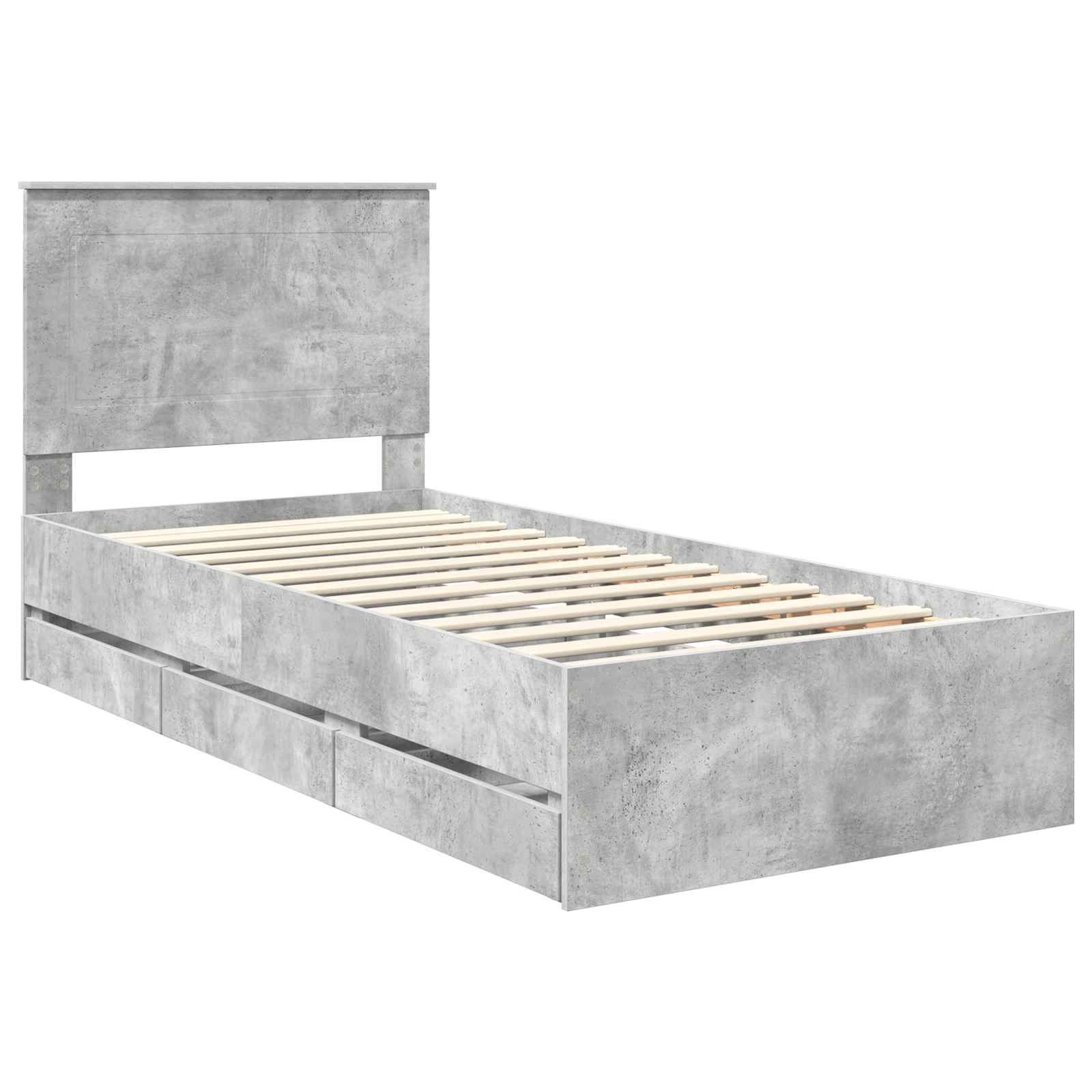 Struttura del letto con cassetto Grigio cemento 75 x 190 cm 3409513