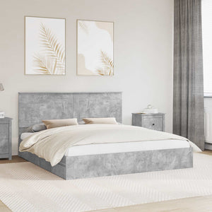 Letto con Contenitore con testiera-Struttura Letto con contenitore Grigio cemento 200 x 200 cm 117411