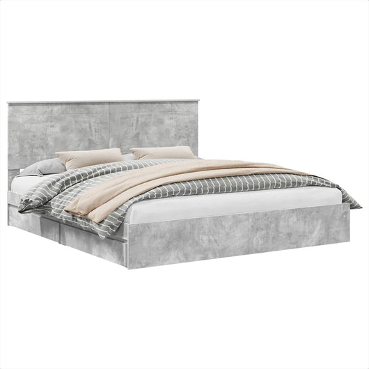 Letto con Contenitore con testiera-Struttura Letto con contenitore Grigio cemento 200 x 200 cm 117411